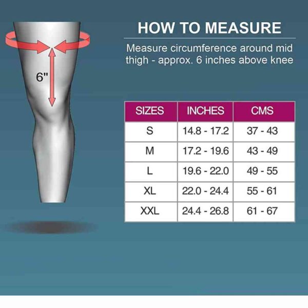 Tynor Functional Knee Support D-09 Size Chart