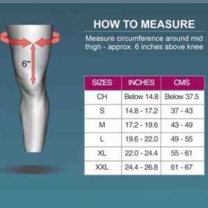 Tynor Knee Wrap Hinged (Neoprene) J-15 Measurements